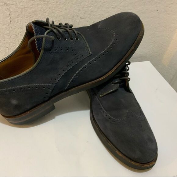 Aquatalia Men\'s Gray Suede Lace Up Carson Brogue Wingtip Oxford Shoes main image 11